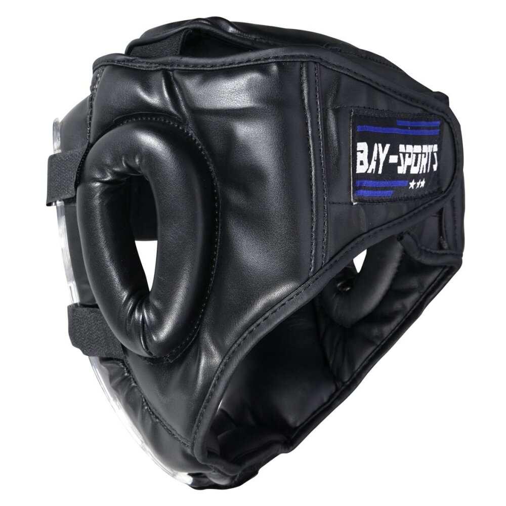 Kopfschutz WP mit abnehmbarer Plexiglas Maske Leder PU schwarz S - XL