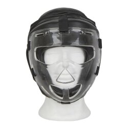 Kopfschutz WP mit abnehmbarer Plexiglas Maske Leder PU schwarz S - XL S