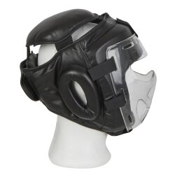 Kopfschutz WP mit abnehmbarer Plexiglas Maske Leder PU schwarz S - XL M