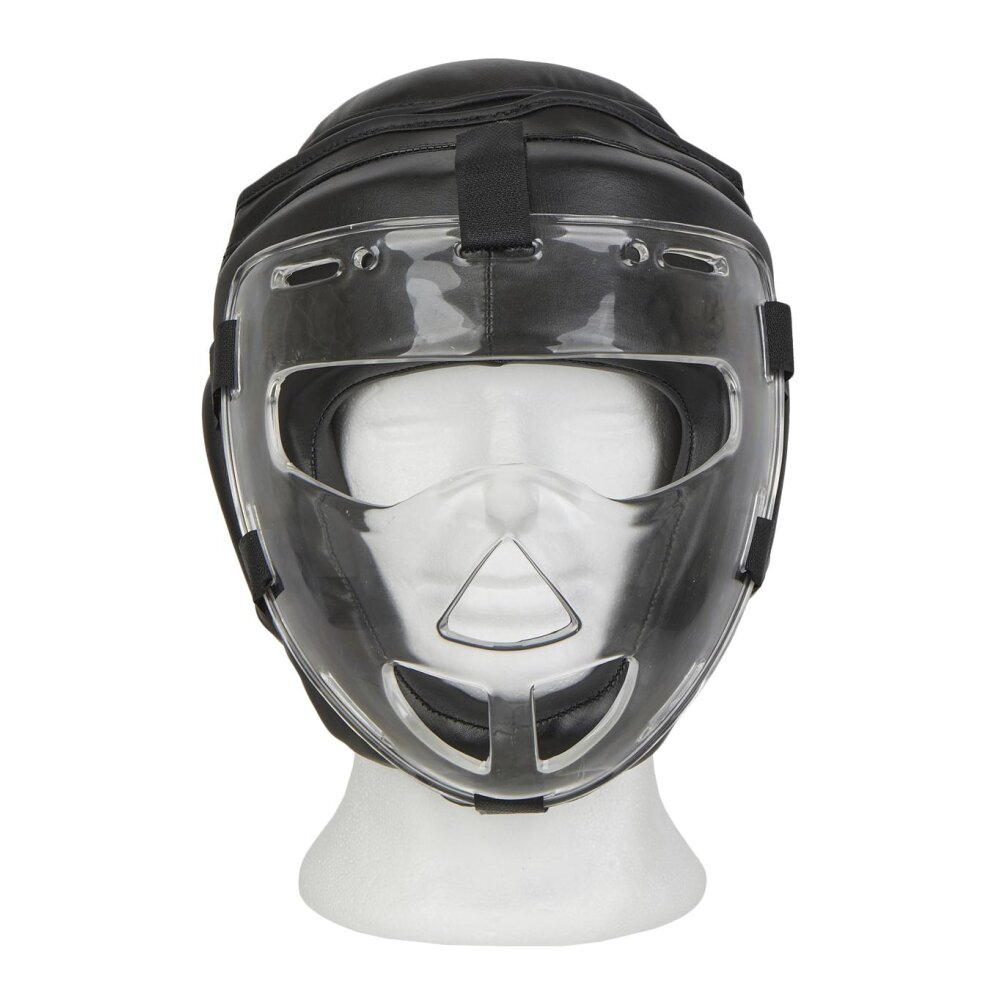 Kopfschutz WP mit abnehmbarer Plexiglas Maske Leder PU schwarz M