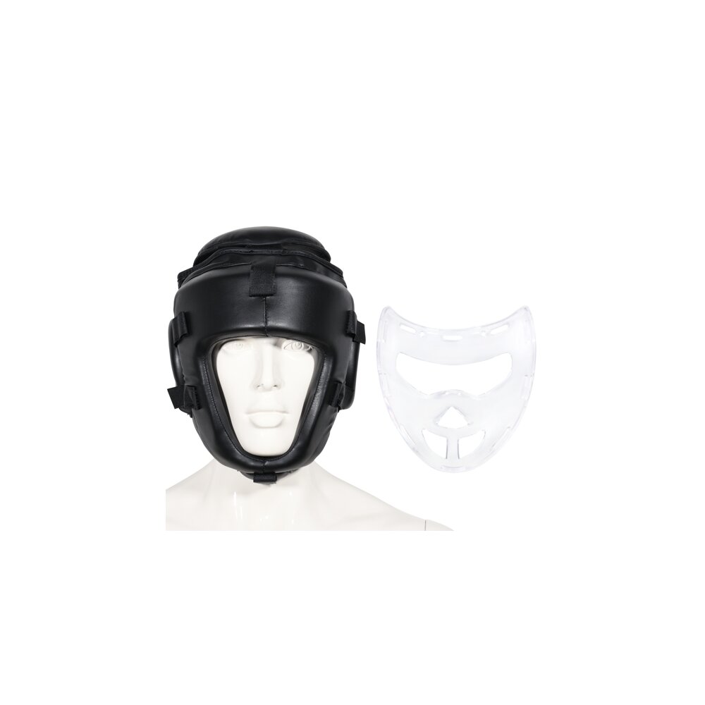 Kopfschutz WP mit abnehmbarer Plexiglas Maske Leder PU schwarz S - XL M