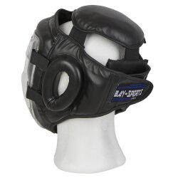 Kopfschutz WP mit abnehmbarer Plexiglas Maske Leder PU schwarz S - XL L