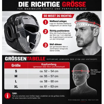 Kopfschutz WP mit abnehmbarer Plexiglas Maske Leder PU schwarz XL