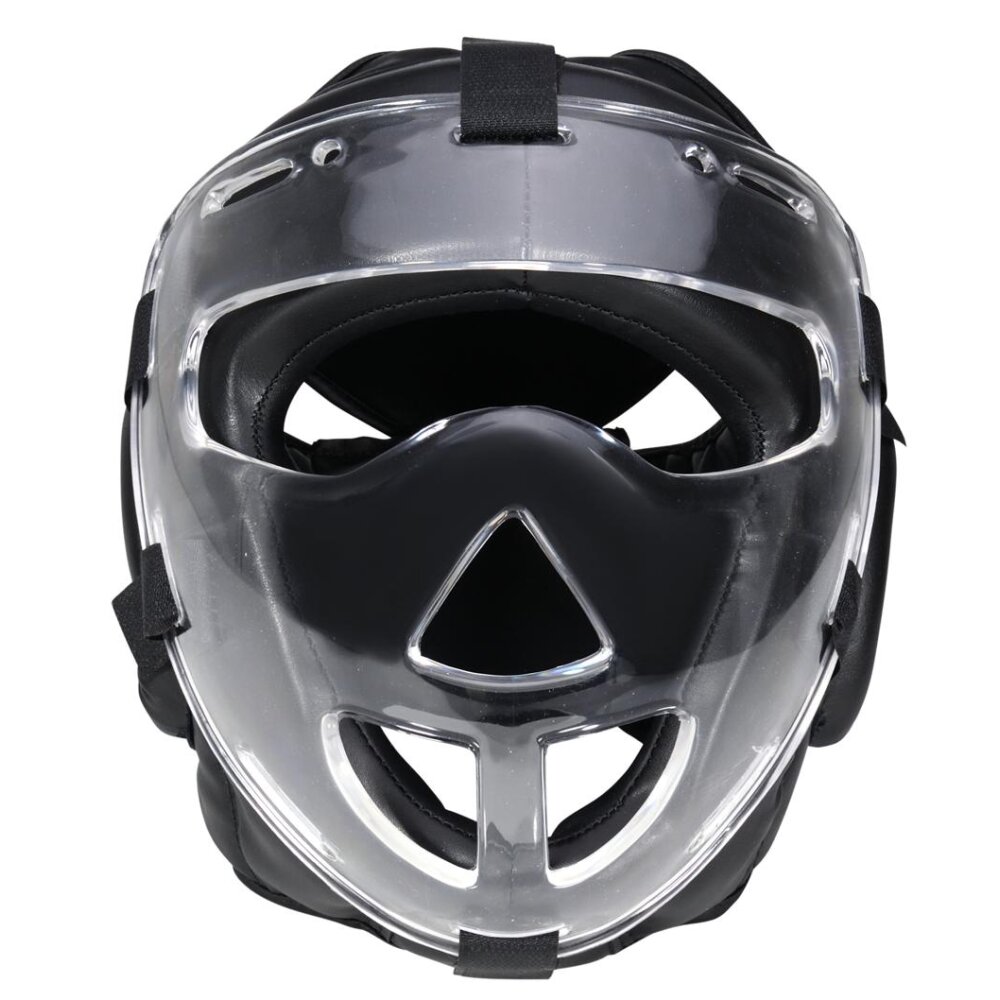 Kopfschutz WP mit abnehmbarer Plexiglas Maske Leder PU schwarz XL