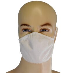 Maske Mund- Nase- Behelfsmaske, Mehrweg, Stoff, weiß