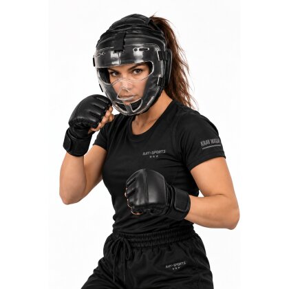 BAY Kopfschutz mit Maske Visier Plexiglas Krav Maga Kampfsport SV Kopfschützer