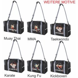 Sporttasche f&uuml;r Kinder Muay Thai Thaiboxen schwarz/grau 50 cm