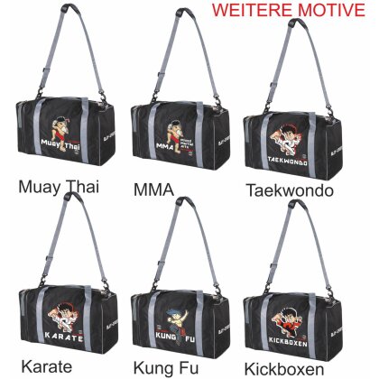 Sporttasche für Kinder MMA Mixed Martial Arts schwarz/grau 50 cm