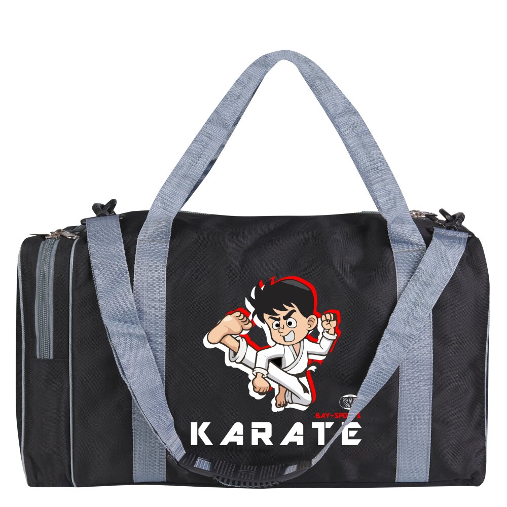 Sporttasche f&uuml;r Kinder Karate Kampfsport Kids klein schwarz/grau 50 cm