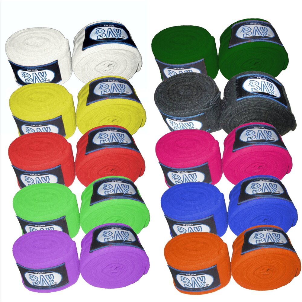 BAY-Sports Boxbandagen 1,5 - 5,0 m elastisch Box-Bandagen Tapes Boxen Handbandagen