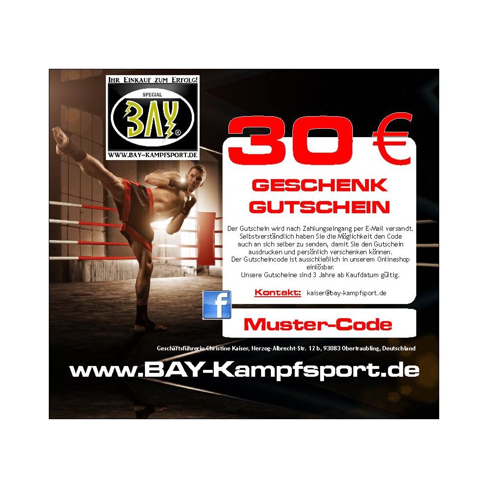 Gutschein Geschenk Coupon Code Geschenkkarte Kampfsportartikel Kickboxen