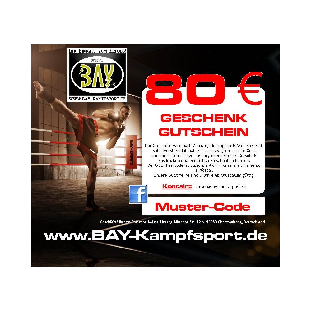 Gutschein Geschenk Coupon Code Geschenkkarte Kampfsportartikel Kickboxen