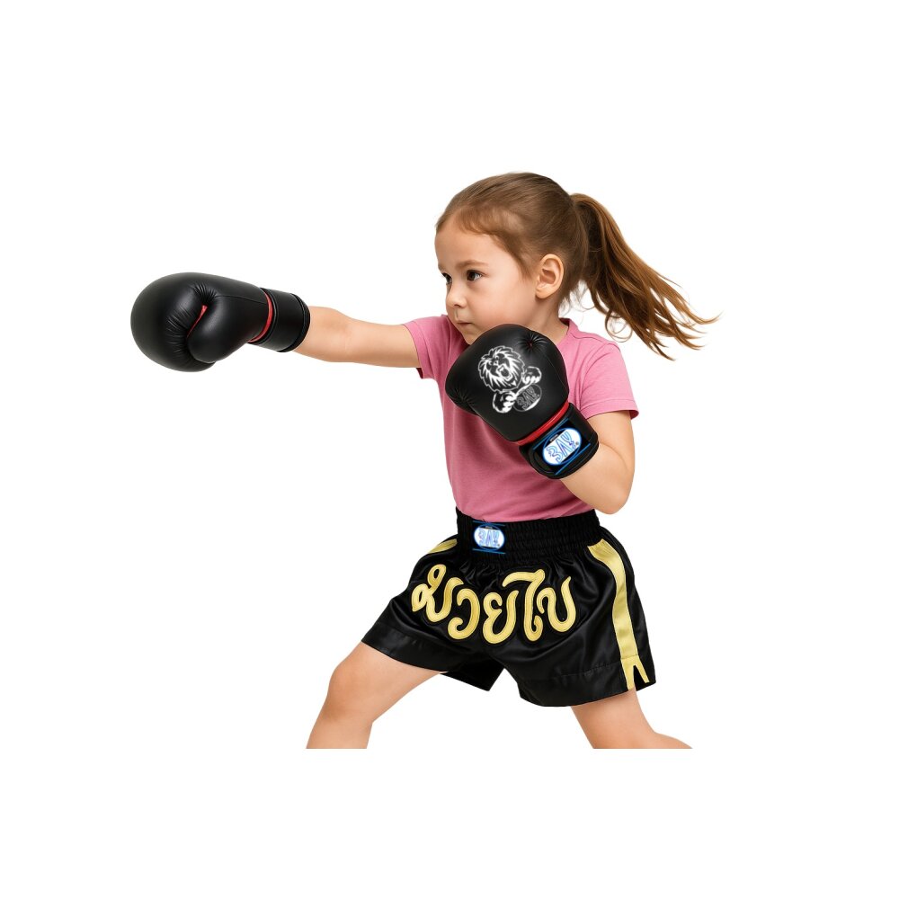 SET ANGEBOT Kinder Box Schlagpolster Leon Boxhandschuhe + Black Corner Arm-Pratze 4 Unzen