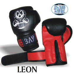 Set - Discount Leon Kinder Boxhandschuhe schwarz/rot 2 - 8 Unzen + Schlupfbandagen GRATIS 2 Unzen XS