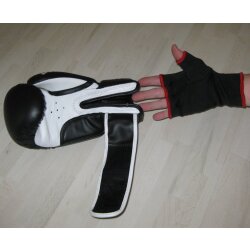 Set - Discount Leon Kinder Boxhandschuhe schwarz/rot 2 - 8 Unzen + Schlupfbandagen GRATIS 4 Unzen M