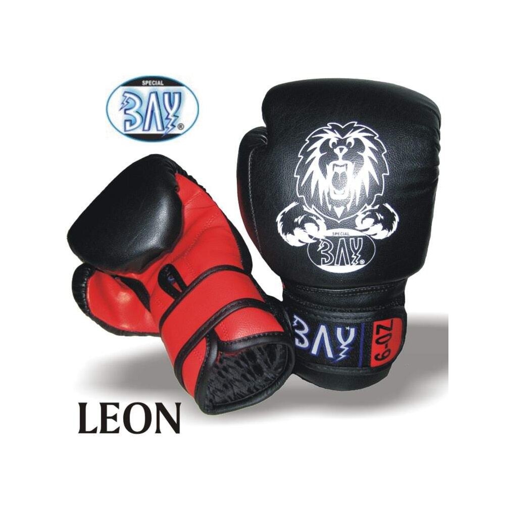 Set - Discount Leon Kinder Boxhandschuhe schwarz/rot 2 - 8 Unzen + Schlupfbandagen GRATIS 6 Unzen XS