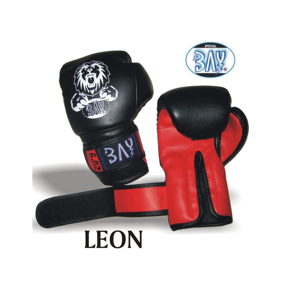 Set - Discount Leon Kinder Boxhandschuhe schwarz/rot 2 - 8 Unzen + Schlupfbandagen GRATIS 6 Unzen XS