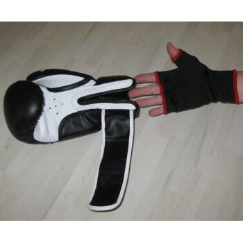 Set - Discount Leon Kinder Boxhandschuhe schwarz/rot 2 - 8 Unzen + Schlupfbandagen GRATIS 6 Unzen S