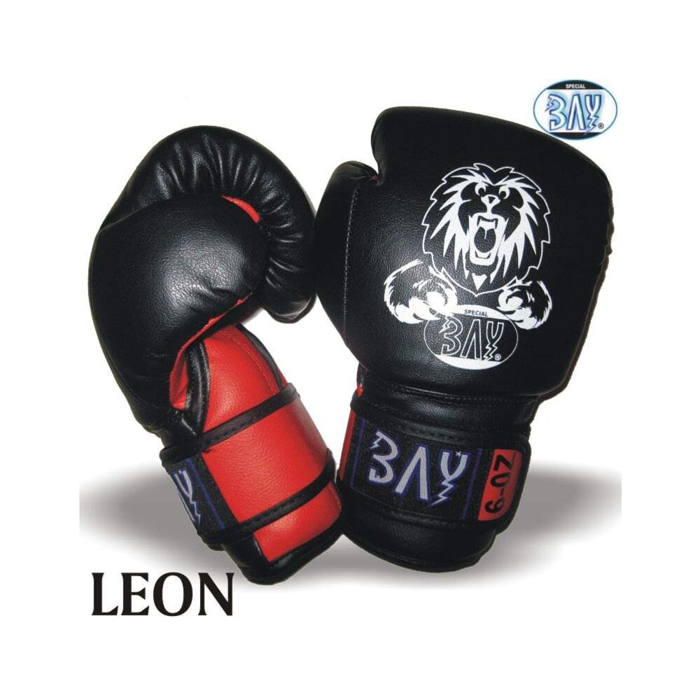 Set - Discount Leon Kinder Boxhandschuhe schwarz/rot 2 - 8 Unzen + Schlupfbandagen GRATIS 8 Unzen XL