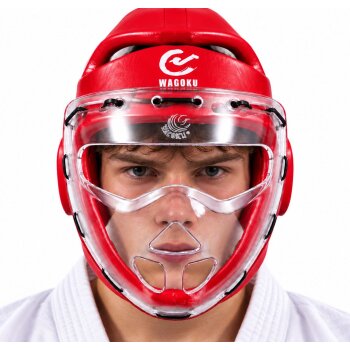 Wacoku Kopfschutz rot Schaumstoff mit Plexiglas Maske WTF