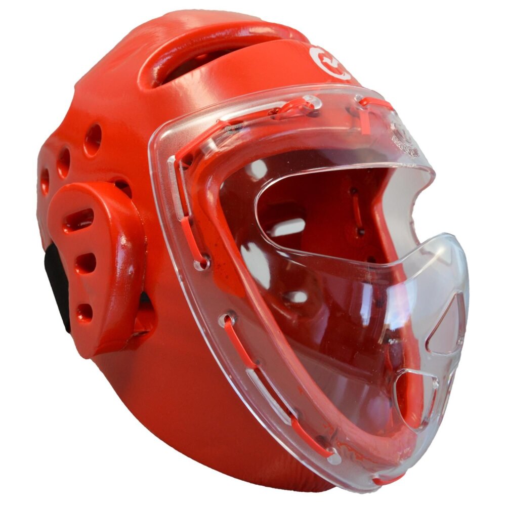 Kopfschutz Schaumstoff mit Plexiglas Maske WTF rot XS - XL