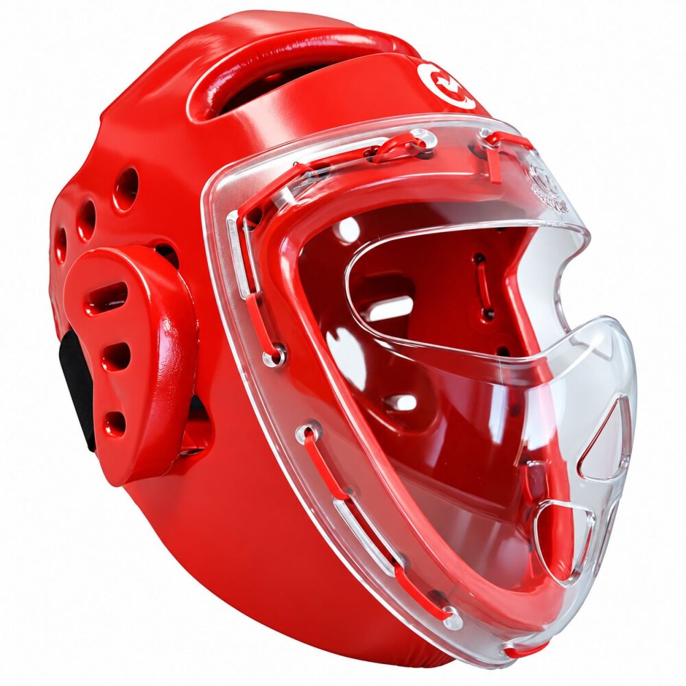 Wacoku Kopfschutz rot Schaumstoff mit Plexiglas Maske WTF