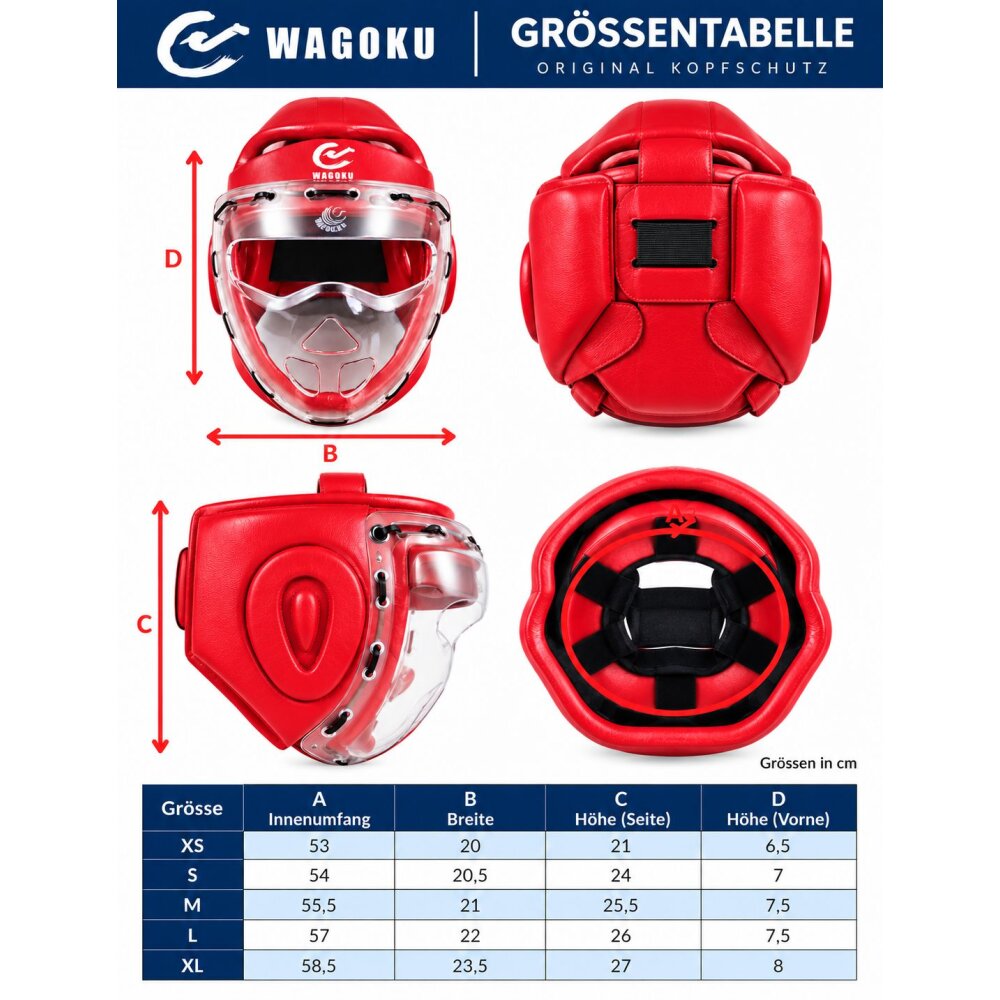 Wacoku Kopfschutz rot Schaumstoff mit Plexiglas Maske WTF