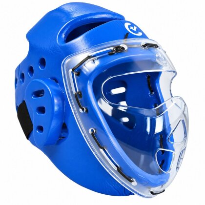 Wacoku Kopfschutz blau Schaumstoff mit Plexiglas Maske WTF