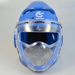 Kopfschutz Schaumstoff mit Plexiglas Maske WTF blau XS - XL