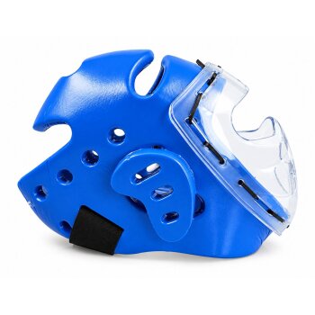 Wacoku Kopfschutz blau Schaumstoff mit Plexiglas Maske WTF
