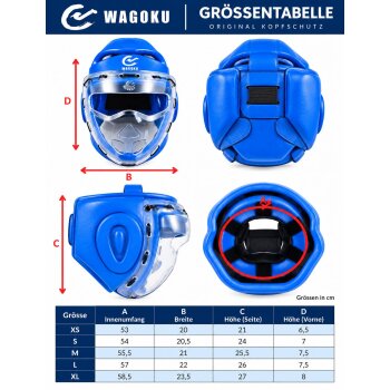 Wacoku Kopfschutz blau Schaumstoff mit Plexiglas Maske WTF
