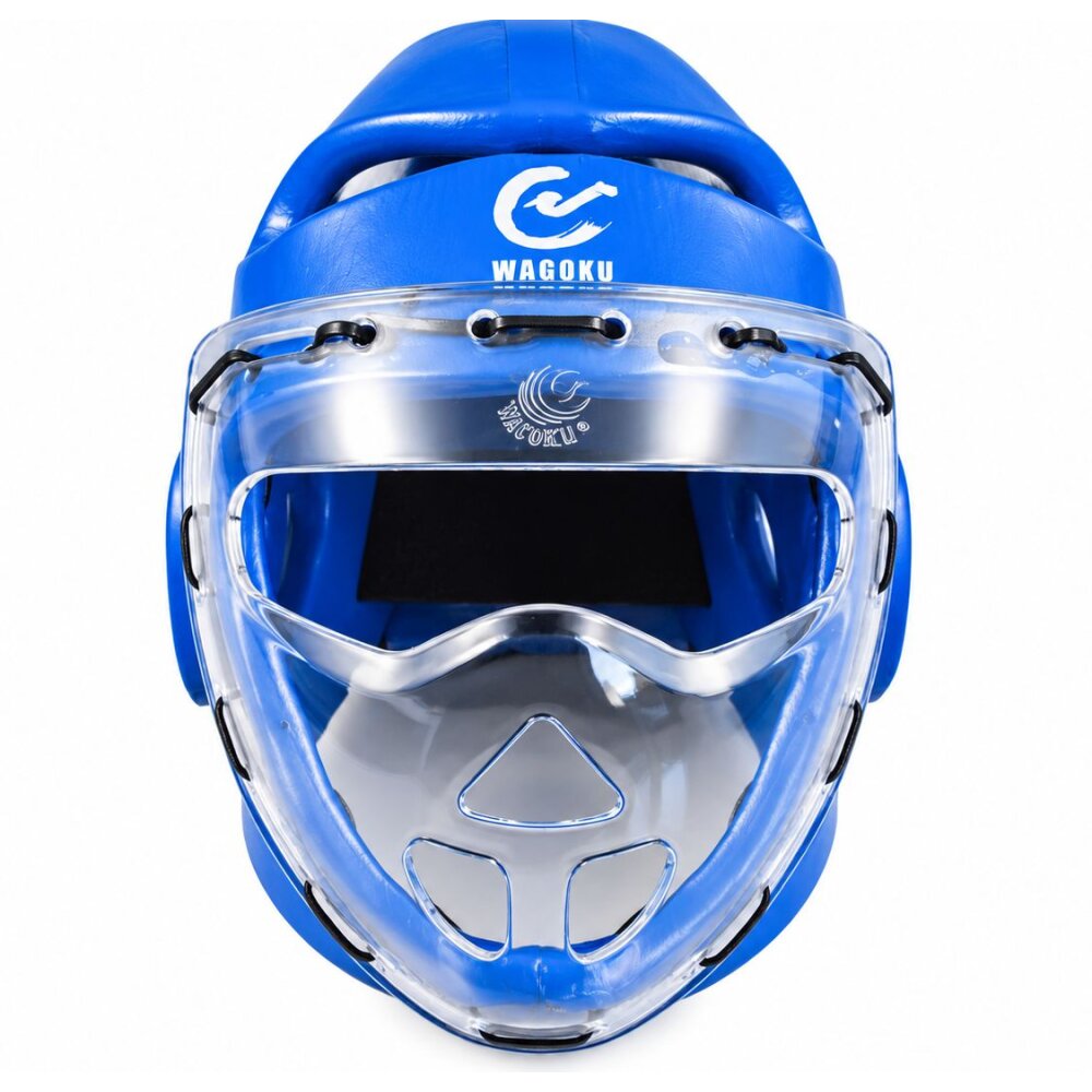 Wacoku Kopfschutz blau Schaumstoff mit Plexiglas Maske WTF