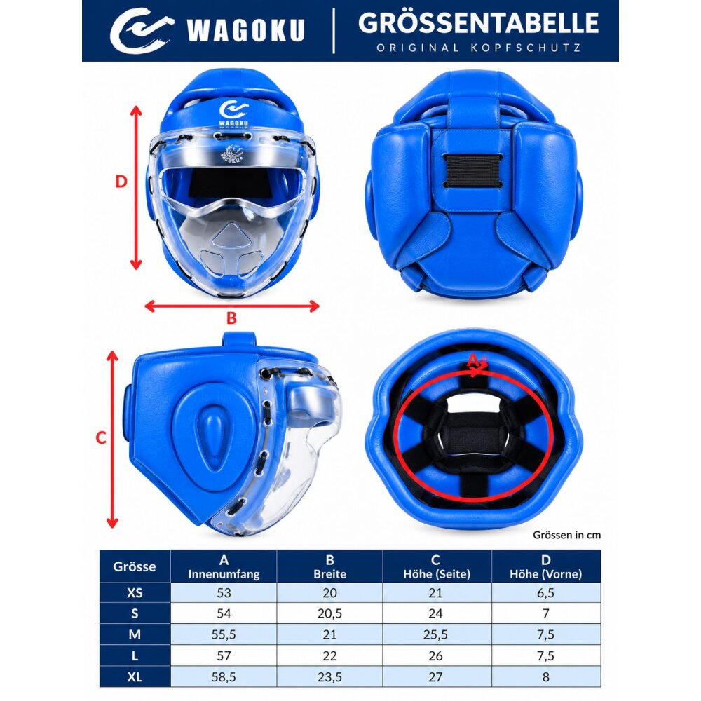 Wacoku Kopfschutz blau Schaumstoff mit Plexiglas Maske WTF