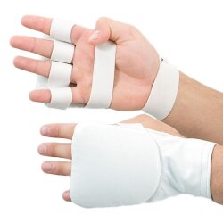Karate Faustschutz Leder Handschuhe wei&szlig; S