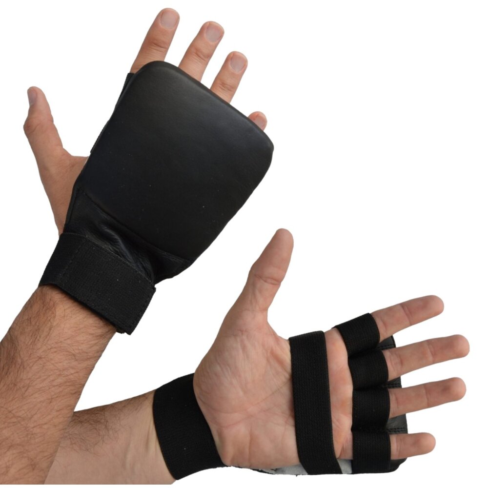 Wing Tsun Ju Jutsu / Jiu Jitsu Faustschutz Leder Handschuhe schwarz, XS - XXL
