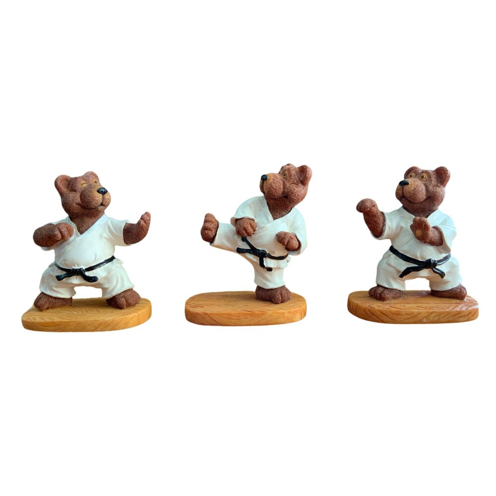 Budo Bären 3er Set – Dekofiguren Karate Bär, Kampfsport Figuren, Geschenkidee