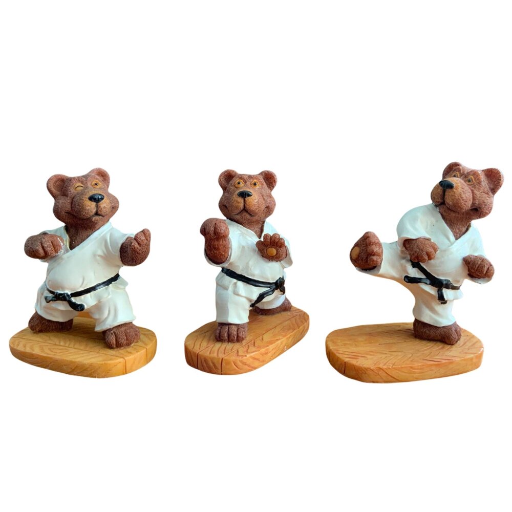 Budo Bären 3er Set – Dekofiguren Karate Bär, Kampfsport Figuren, Geschenkidee