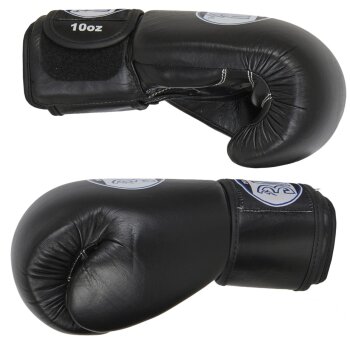 KO Fighter Vollkontakt Boxhandschuhe Leder schwarz 10 Unzen