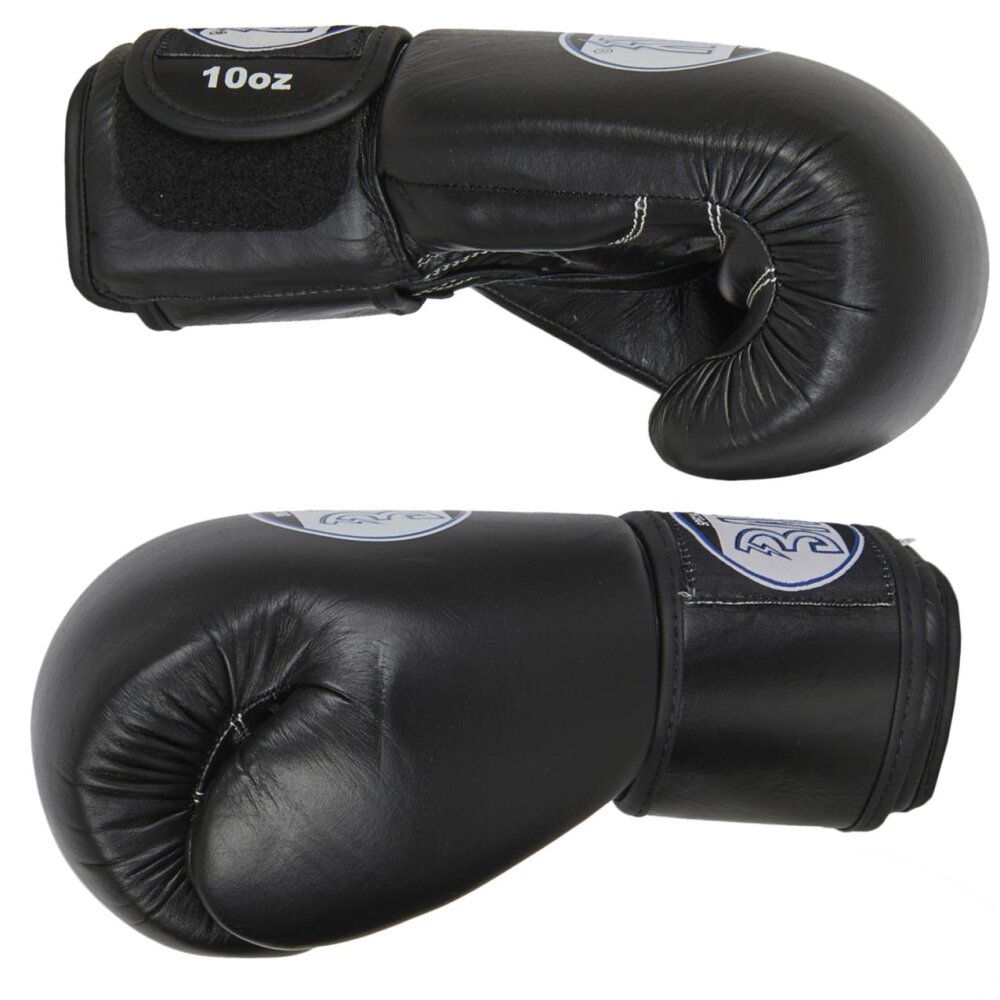 KO Fighter Vollkontakt Boxhandschuhe Leder schwarz 14 Unzen