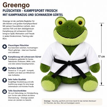 Frosch Greengo Teddy Plüschtier Karate Taekwondo Kickboxen MMA Judo