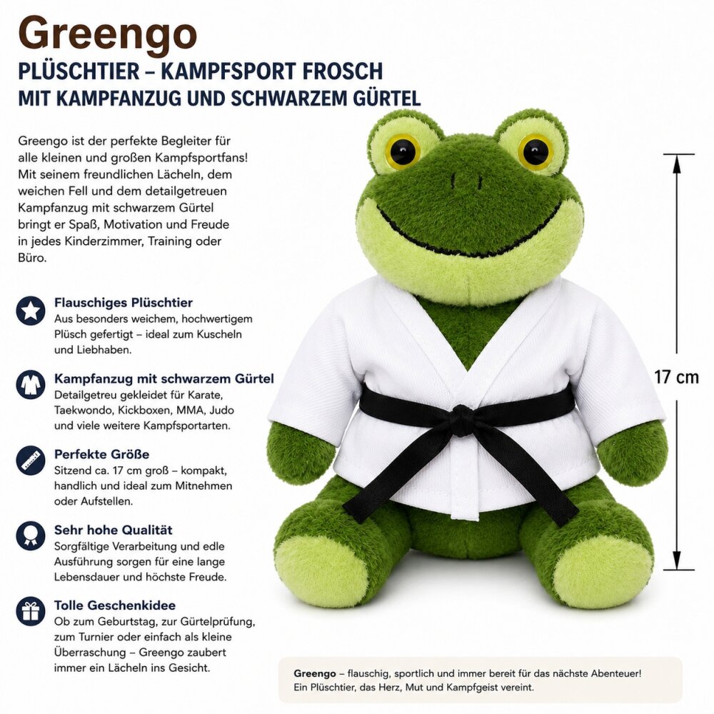 Frosch Greengo Teddy Plüschtier Karate Taekwondo Kickboxen MMA Judo