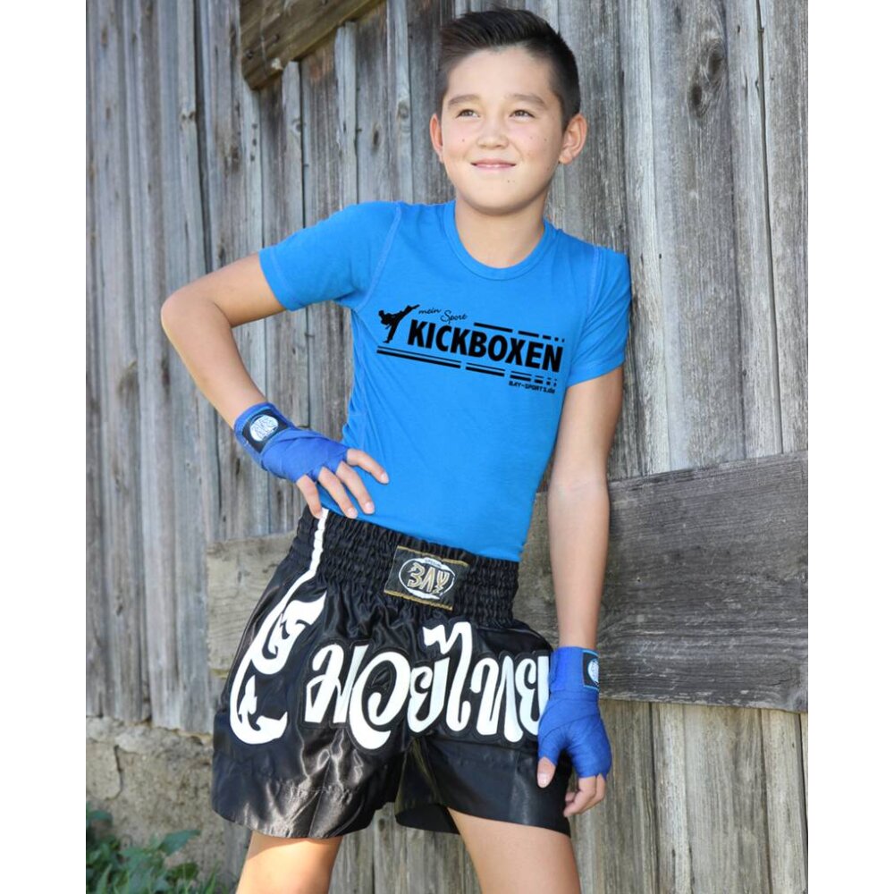 T-Shirt mein Sport Kickboxen Erwachsene und Kinder Baumwolle schwarz S