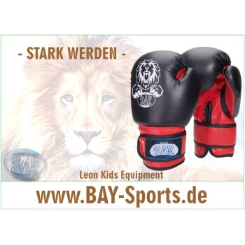 Leon Löwe Kinder Boxhandschuhe schwarz/rot 4 Unzen