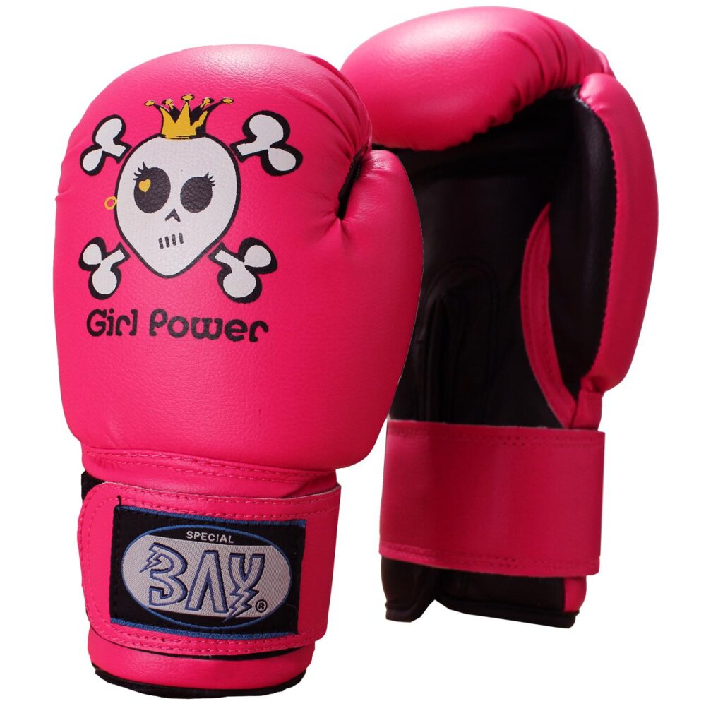 ANGEBOT das Monats - Girl Power Kinder Boxhandschuhe Totenkopf pink/schwarz 2 - 10 Unzen