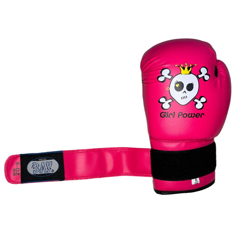 Girl Power Kinder Boxhandschuhe Totenkopf pink/schwarz 4 Unzen