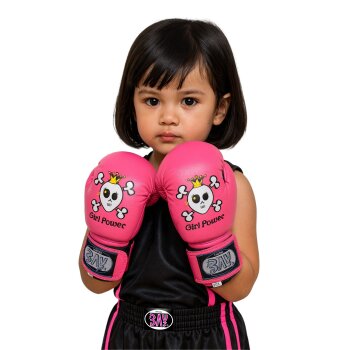 Girl Power Kinder Boxhandschuhe Totenkopf pink/schwarz 8 Unzen