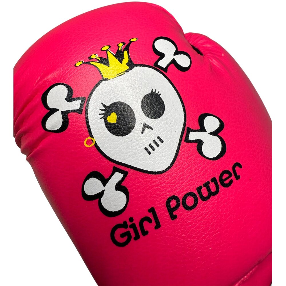 Girl Power Kinder Boxhandschuhe Totenkopf pink/schwarz 8 Unzen