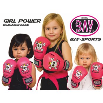Girl Power Kinder Boxhandschuhe Totenkopf pink/schwarz 10 Unzen