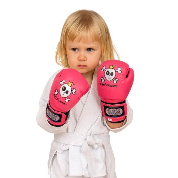 Girl Power Kinder Boxhandschuhe Totenkopf pink/schwarz 10 Unzen