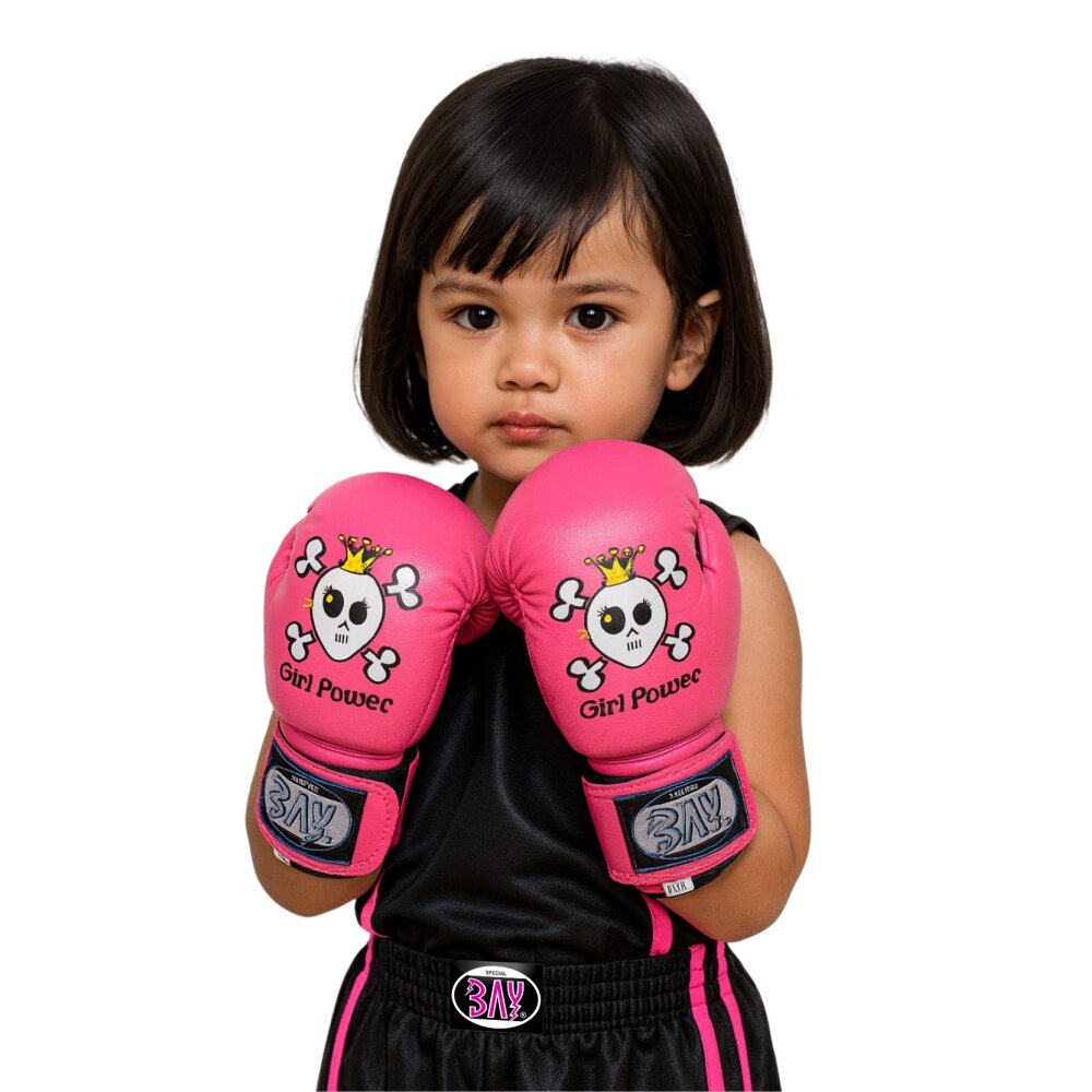 Girl Power Kinder Boxhandschuhe Totenkopf pink/schwarz 10 Unzen